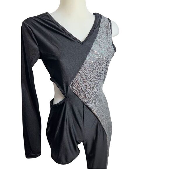 Curtain Call One Leg Dance Costume Leotard Child Size XL CXL Color Guard 3Pc NWT - Picture 3 of 14